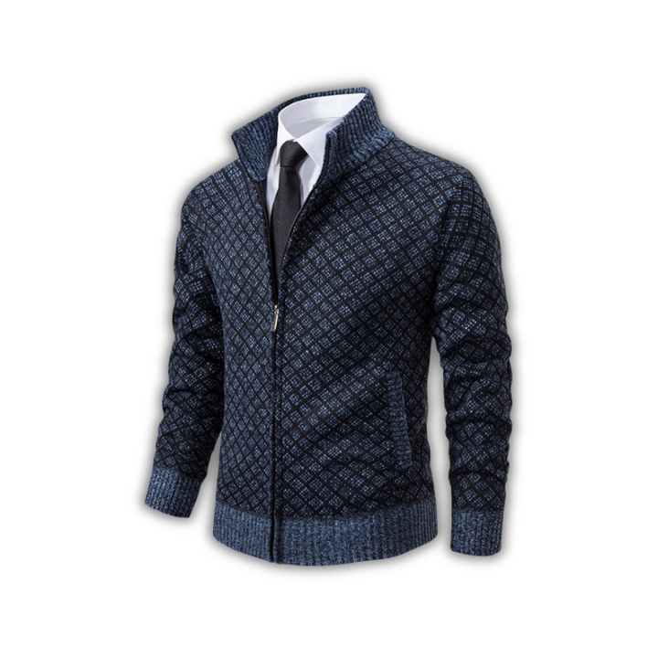 Heren vest met ruitdessin en opstaande kraag - afbeelding 3