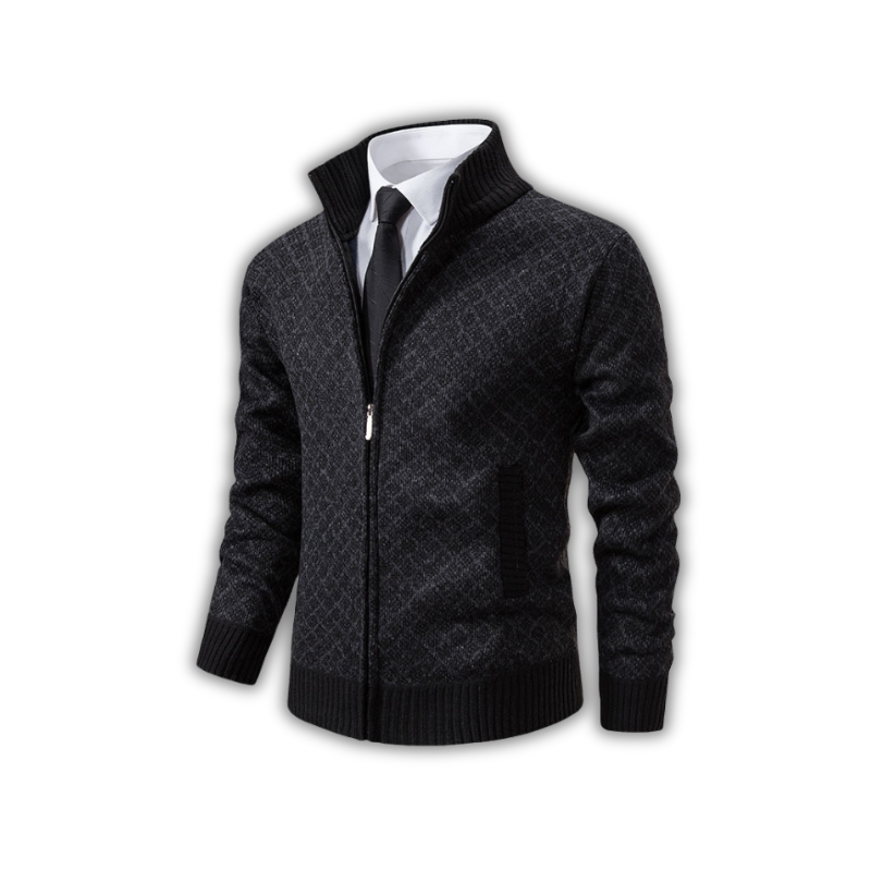 Heren vest met ruitdessin en opstaande kraag - afbeelding 5