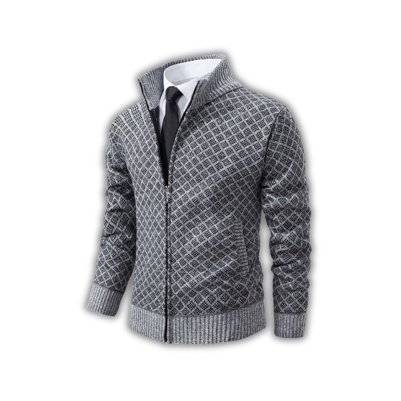 Heren vest met ruitdessin en opstaande kraag