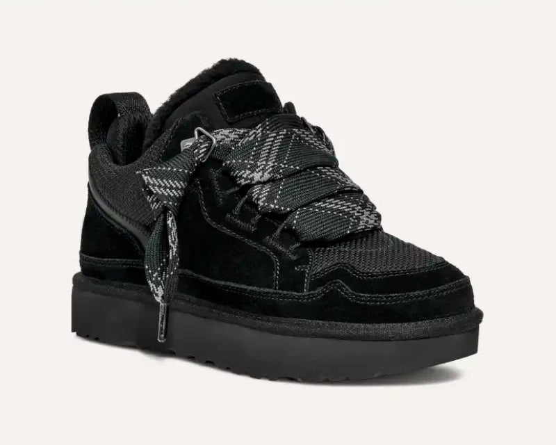 Dames Gevoerde Sneakers Met Plateauzool En Brede Veters in Zwart