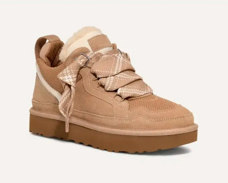 Dames Gevoerde Sneakers Met Plateauzool En Brede Veters in Bruin