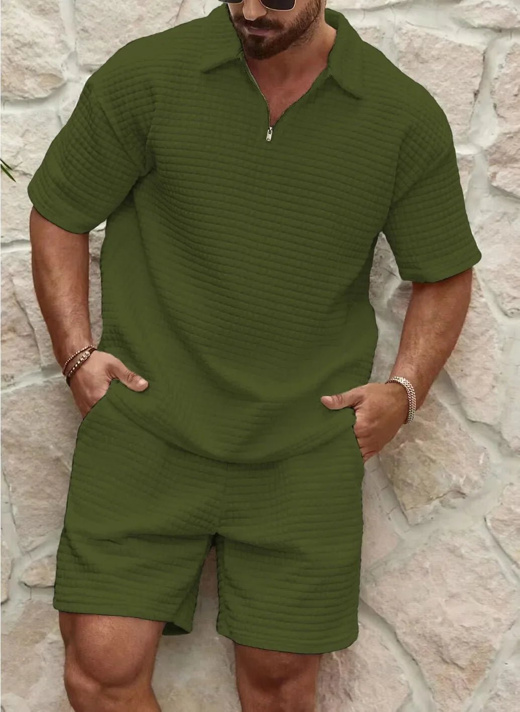 Heren Zomerset Met Poloshirt En Bijpassende Short in Groen