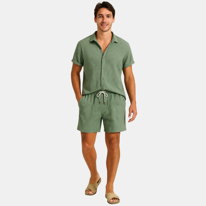 Heren Zomerset Met Ribpatroon En Korte Mouwen detailfoto 3