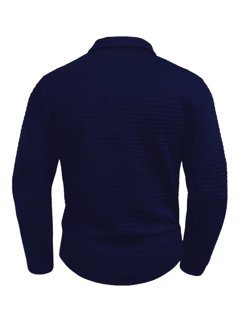 Heren poloshirt met lange mouwen en wafelstructuur - afbeelding 2