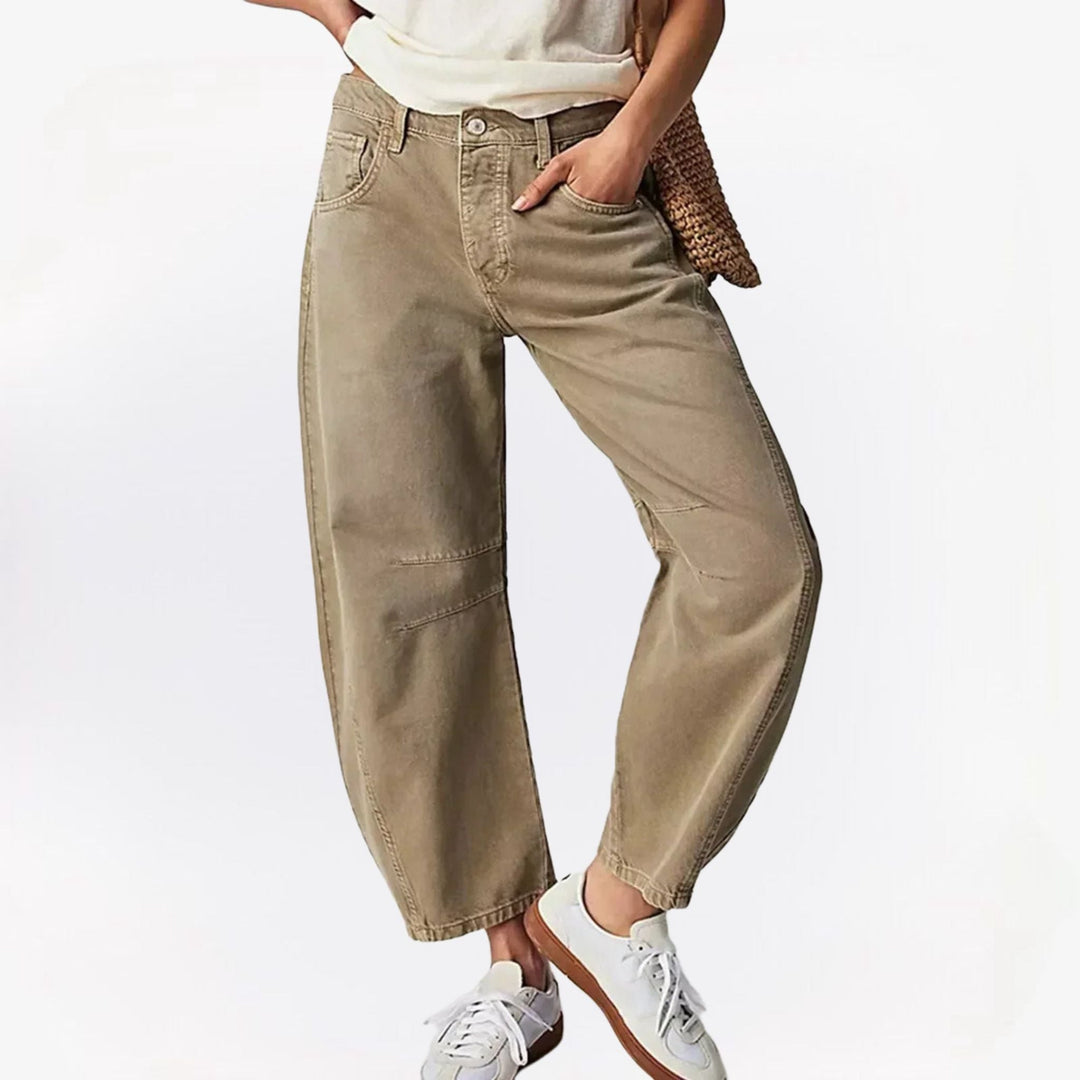 Dames baggy broek met losse pijpen en zachte stof