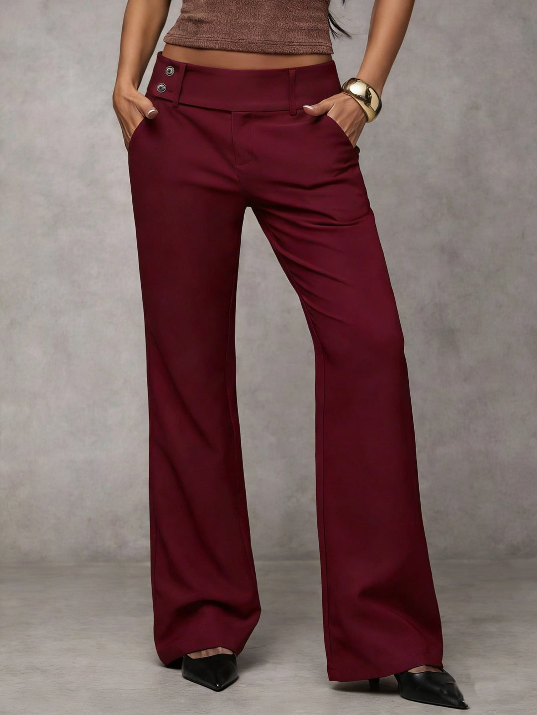 Dames wijde broek met gevouwen tailleband - afbeelding 9