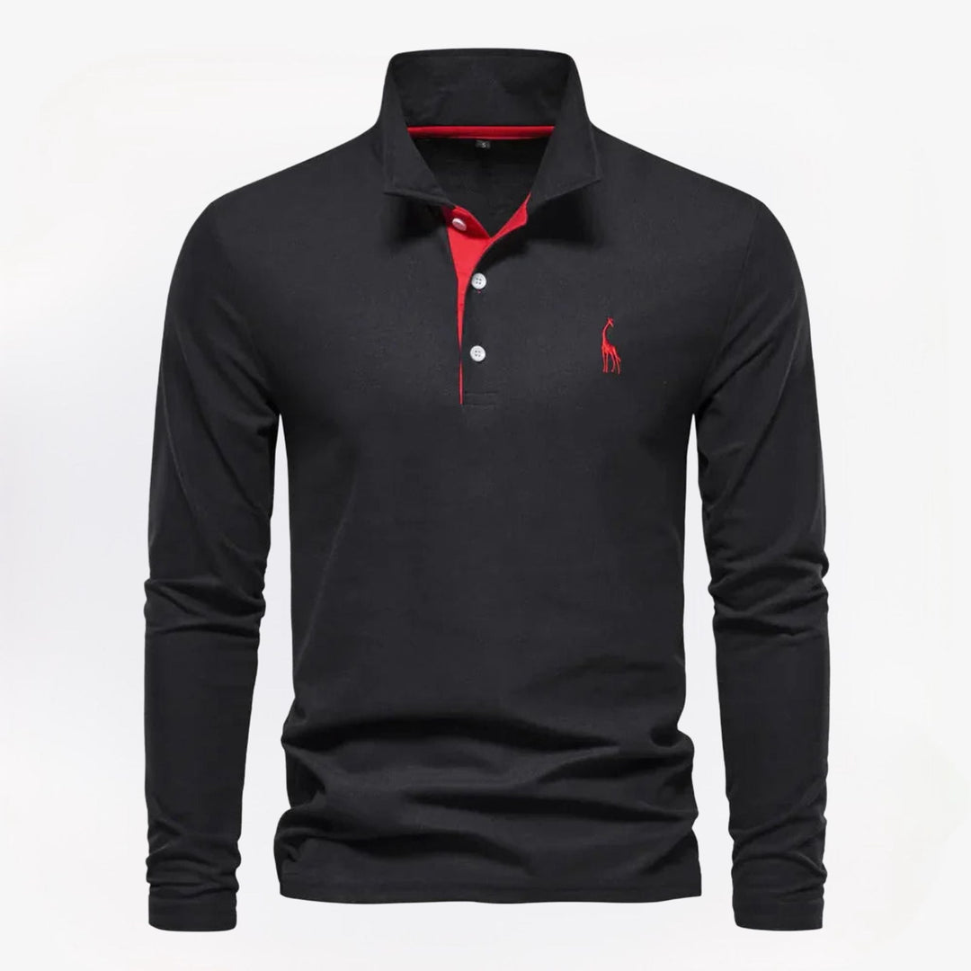 Heren polo met lange mouwen en slim fit pasvorm