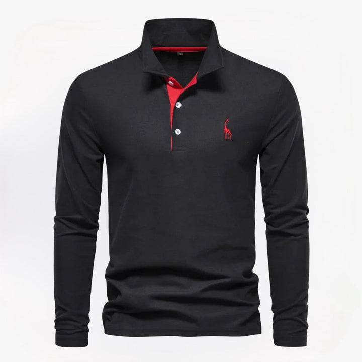 Heren polo met lange mouwen en slim fit pasvorm