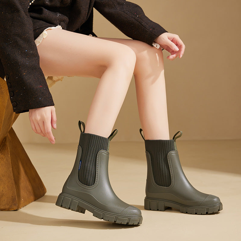 Dames Waterdichte Regenlaarzen Met Stevige Antislip Zool detailfoto 2