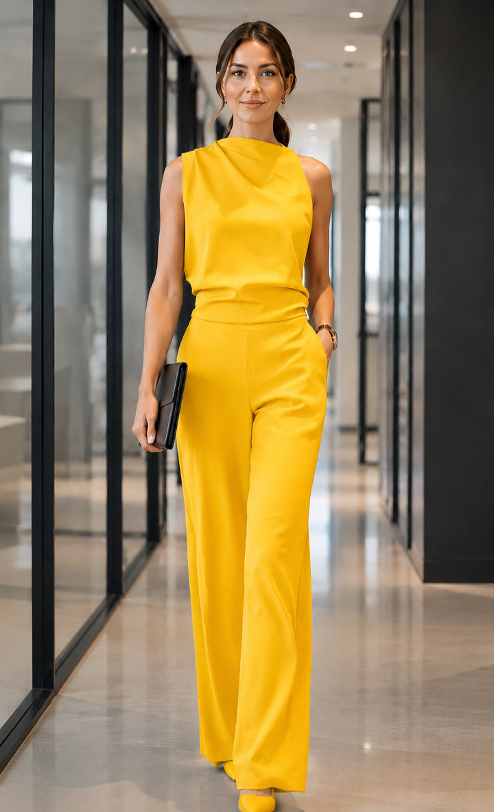 Dames mouwloze jumpsuit met gedrapeerde hals - afbeelding 9