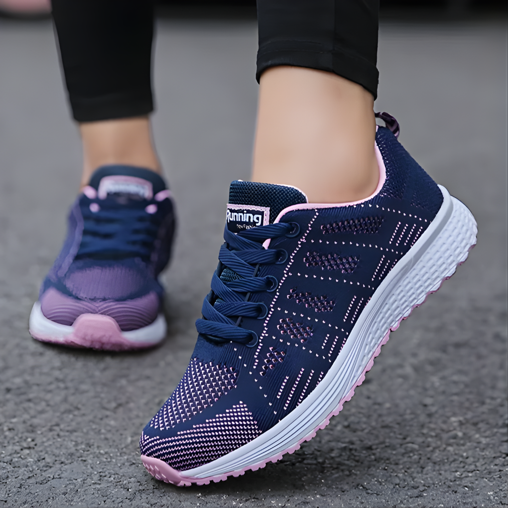 Dames sneakers met ademende voering en geprofileerde zool - afbeelding 2