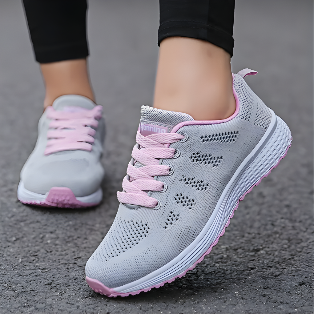 Dames sneakers met ademende voering en geprofileerde zool - afbeelding 3
