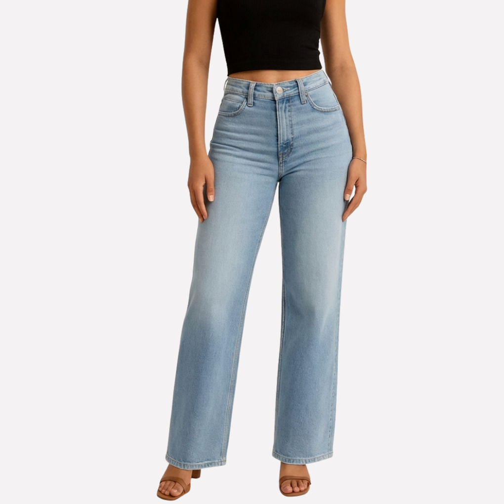 Dames jeans met hoge taille en rechte pijp - afbeelding 2