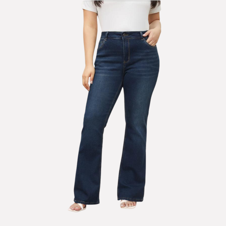 Dames jeans met hoge taille en rechte pijp - afbeelding 3