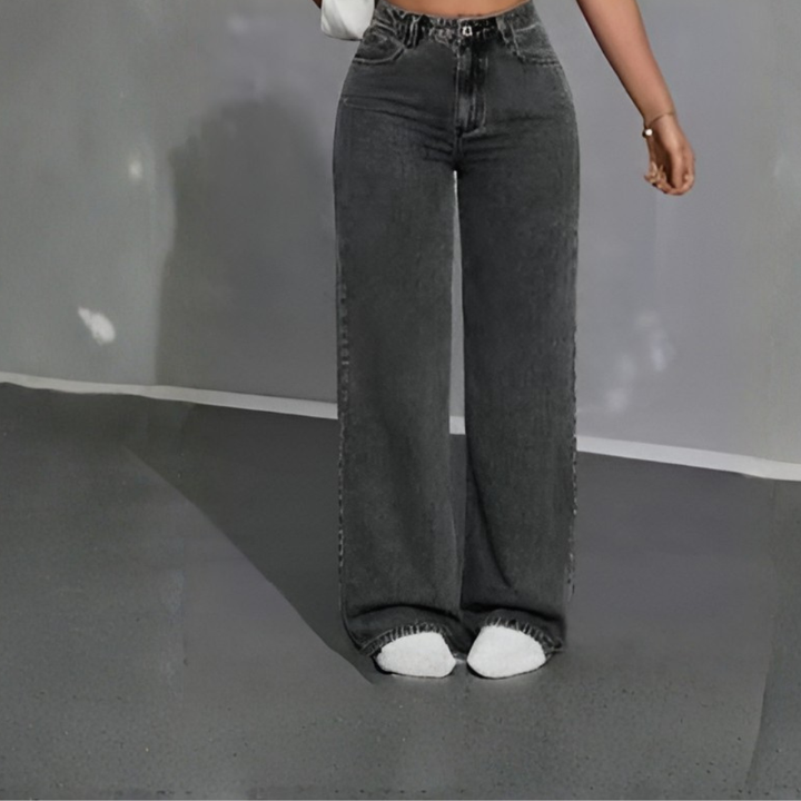 Dames jeans met hoge taille en rechte pijp - afbeelding 4