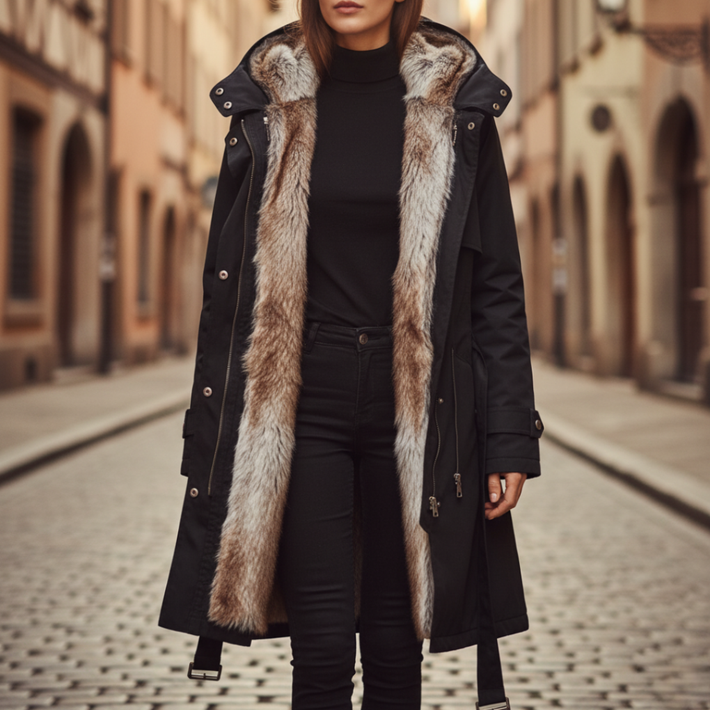 Dames winterparka met capuchon