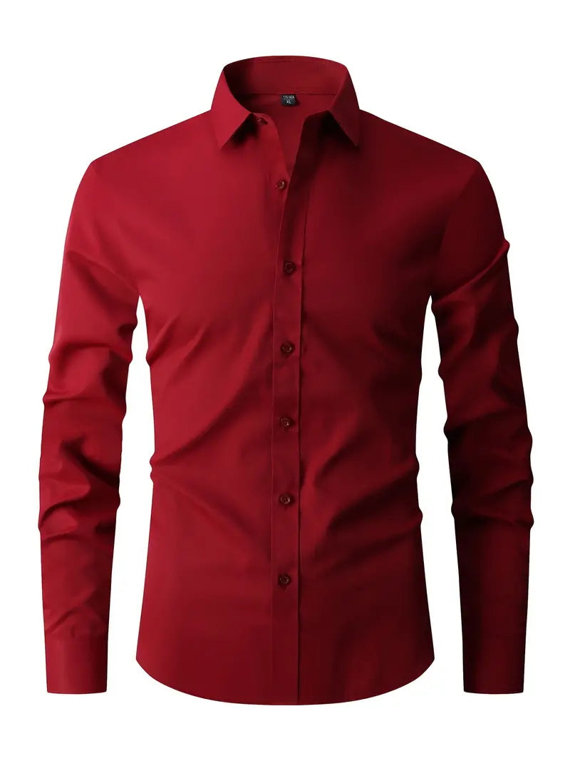Heren slim fit overhemd met klassieke kraag 8