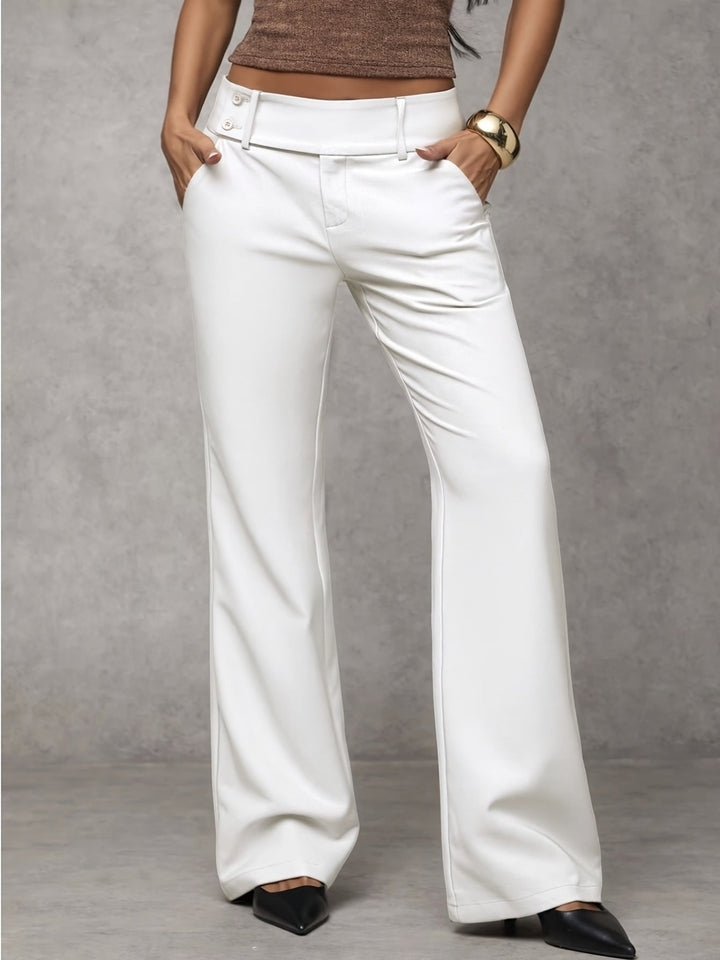 Dames wijde broek met gevouwen tailleband - afbeelding 8