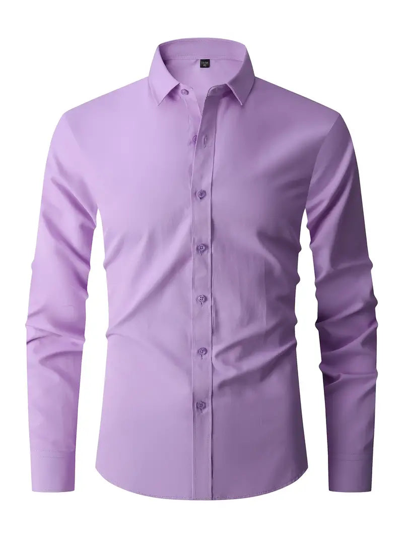 Heren slim fit overhemd met klassieke kraag 3