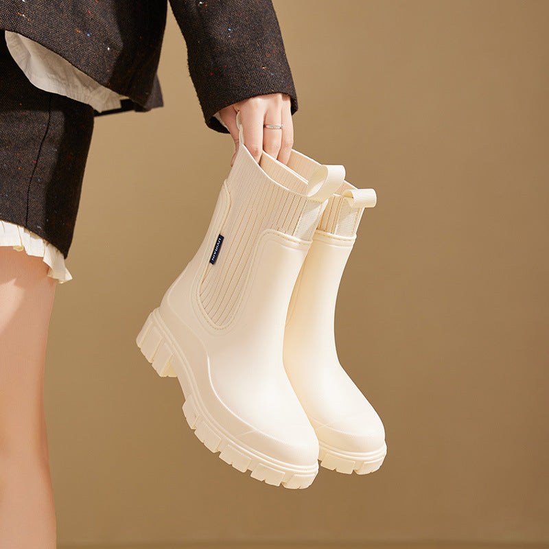 Dames Waterdichte Regenlaarzen Met Stevige Antislip Zool detailfoto 8