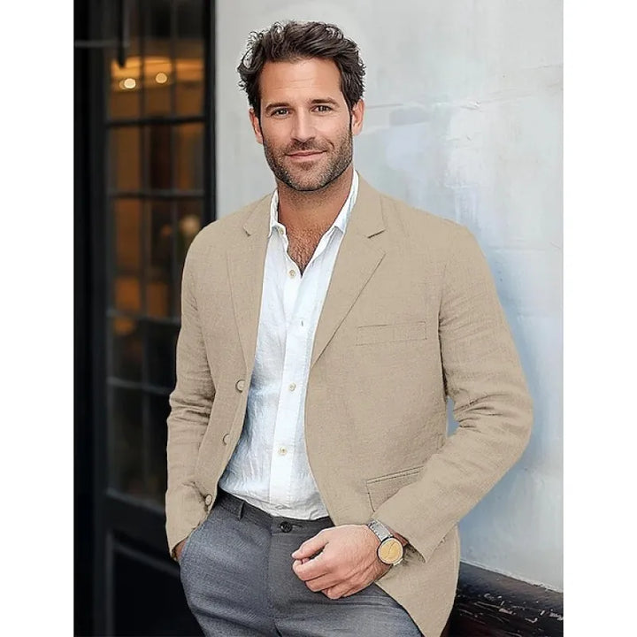 Heren blazer met reverskraag en opgestikte zakken 3