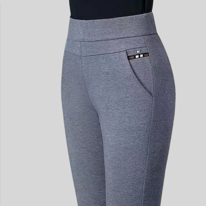 Dames Comfortabele Slim Fit Broek Met Hoge Taille En Stretch in Grijs