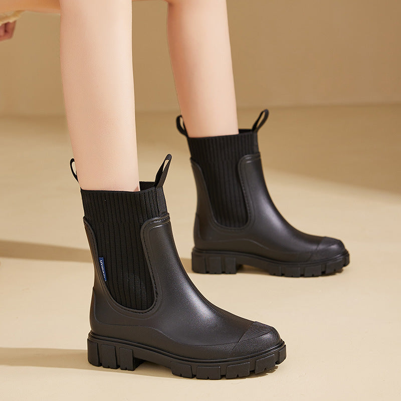Dames Waterdichte Regenlaarzen Met Stevige Antislip Zool detailfoto 4