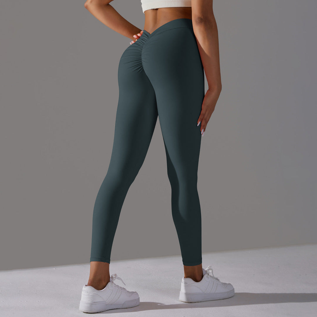 Dames Elastische Sportlegging Met Scrunch Naad En Hoge Taille in Groen