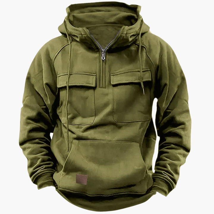 Heren half-zip hoodie met capuchon en borstzakken - afbeelding 6