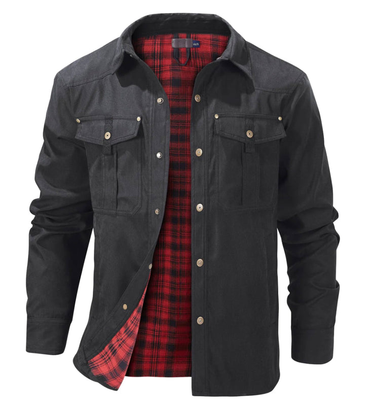 Heren geruit jack met knoopsluiting en borstzakken