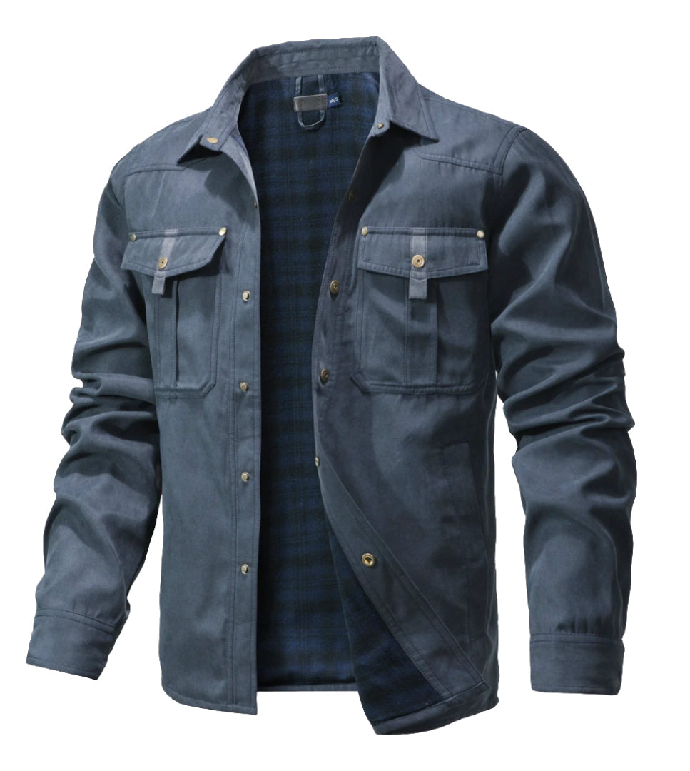 Heren geruit jack met knoopsluiting en borstzakken - afbeelding 4