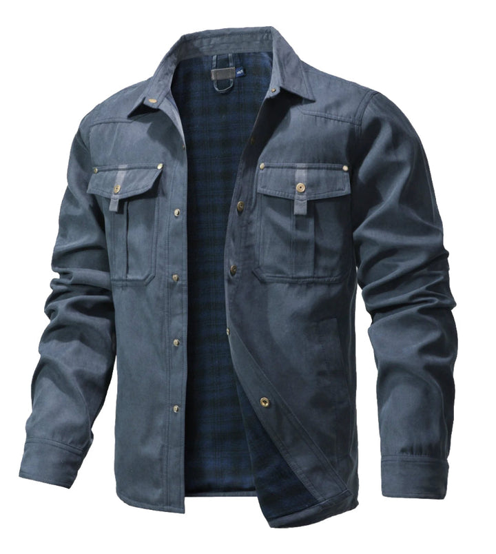 Heren geruit jack met knoopsluiting en borstzakken - afbeelding 4
