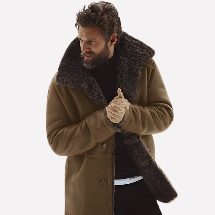 Heren gewatteerde winterjas met brede kraag