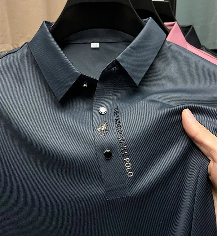 Heren strijkvrij poloshirt met korte mouwen - afbeelding 2