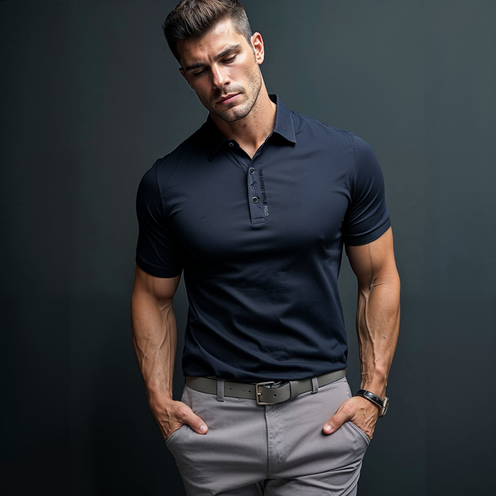 Heren strijkvrij poloshirt met korte mouwen - afbeelding 3