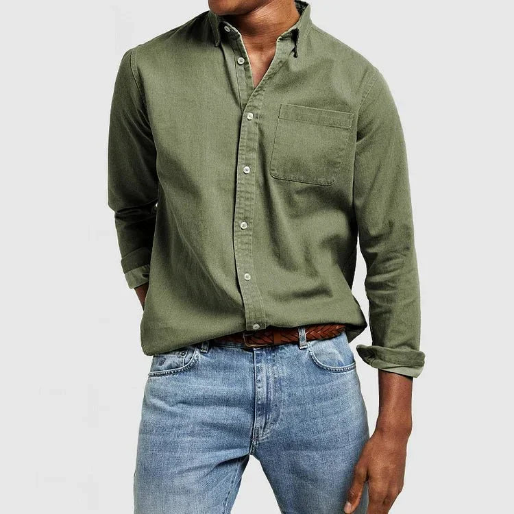 Heren casual overhemd met lange mouwen 2