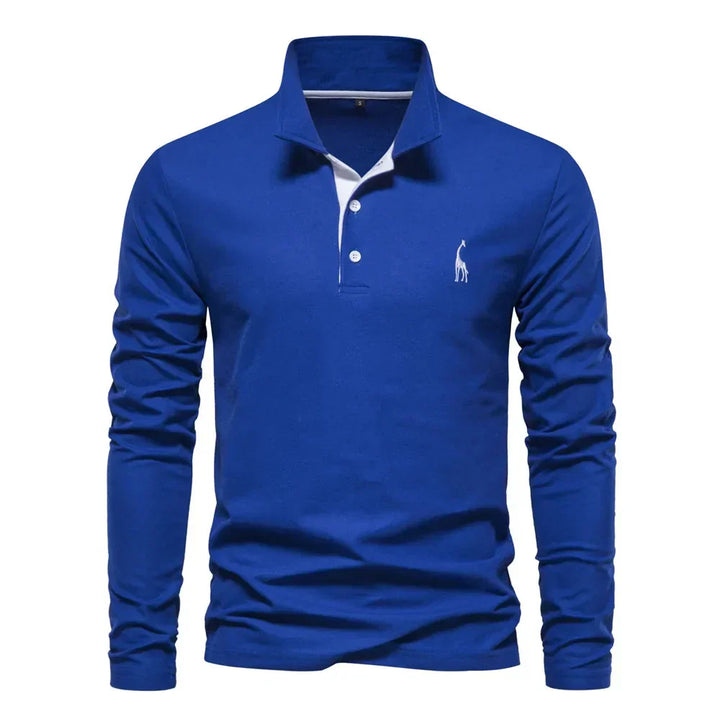 Heren polo met lange mouwen en slim fit pasvorm 5