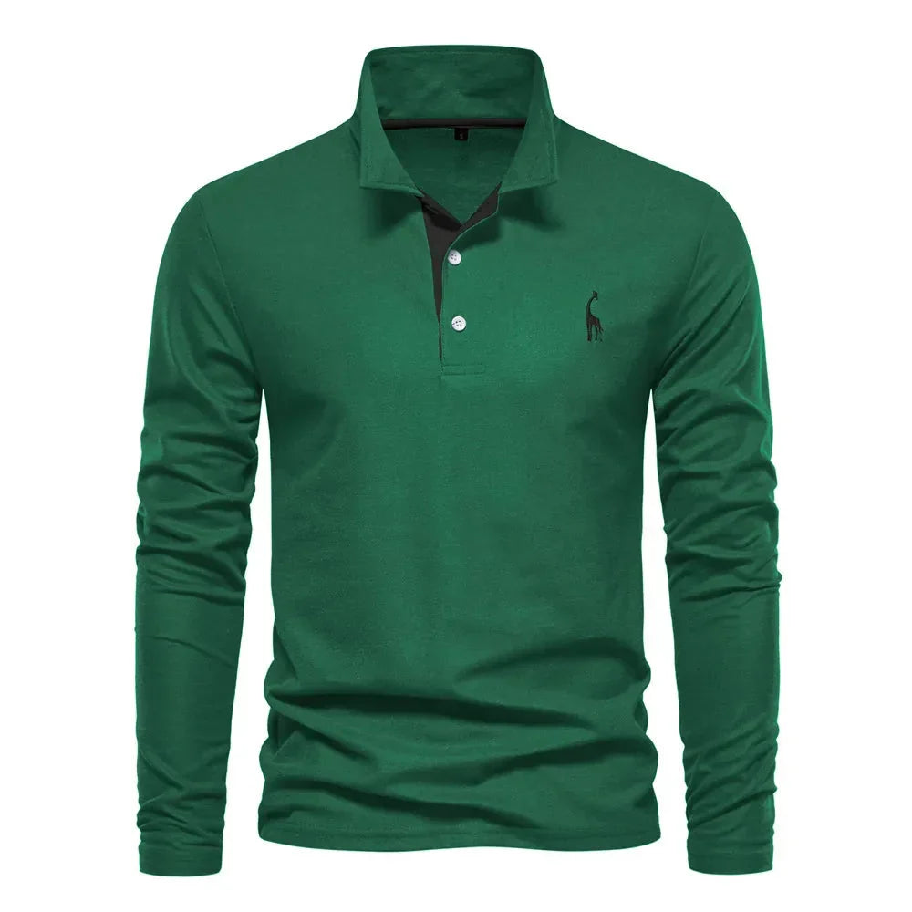 Heren polo met lange mouwen en slim fit pasvorm 4