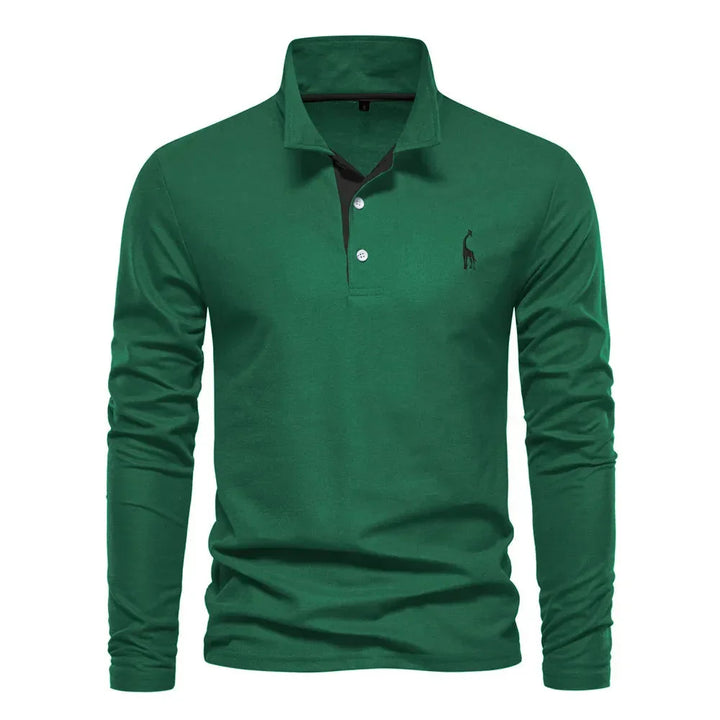 Heren polo met lange mouwen en slim fit pasvorm 4