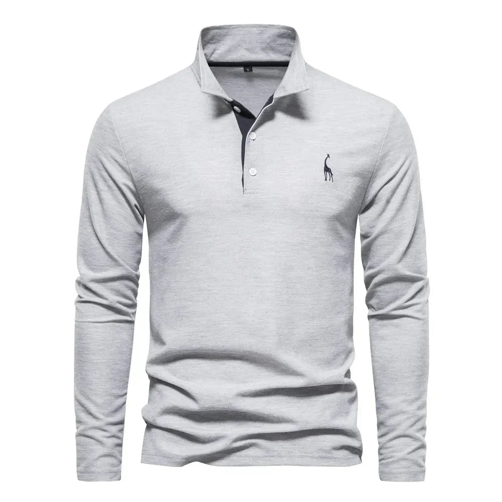 Heren polo met lange mouwen en slim fit pasvorm 7