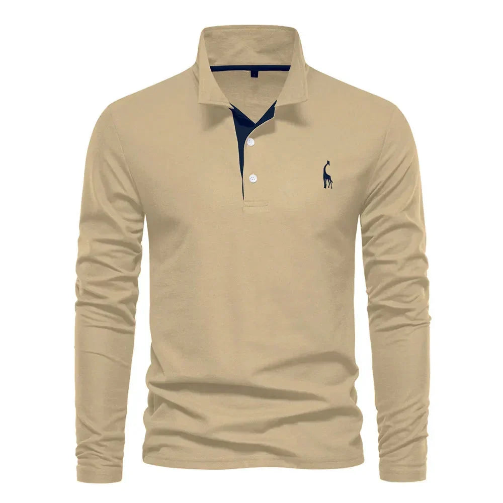Heren polo met lange mouwen en slim fit pasvorm 3
