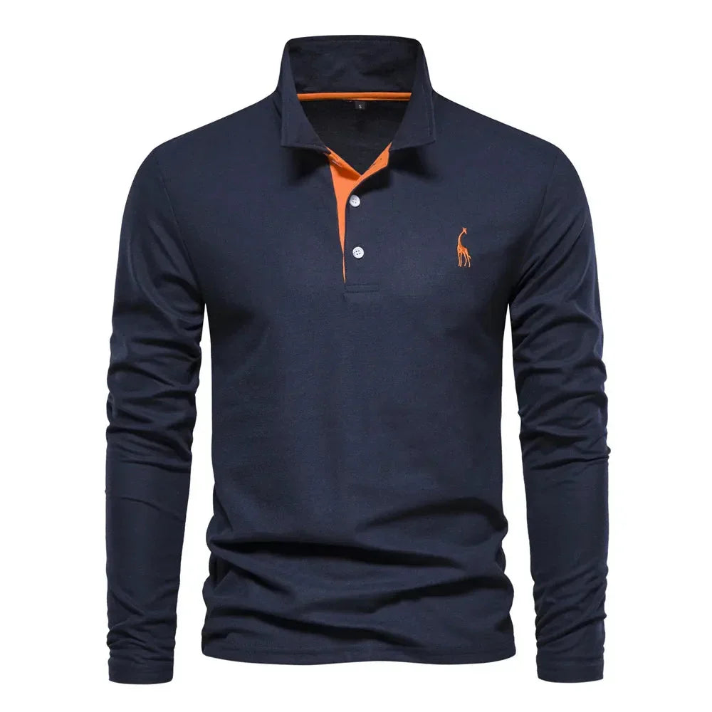 Heren polo met lange mouwen en slim fit pasvorm 6