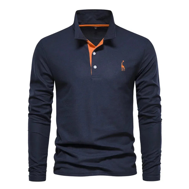 Heren polo met lange mouwen en slim fit pasvorm 6