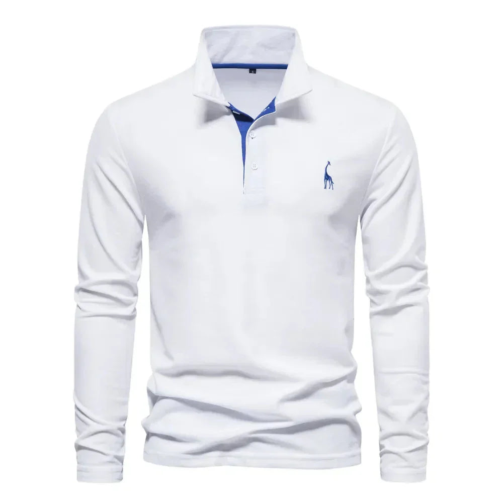 Heren polo met lange mouwen en slim fit pasvorm 2