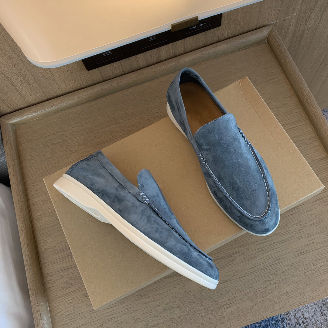 Heren suède loafers met stiksel detail 5